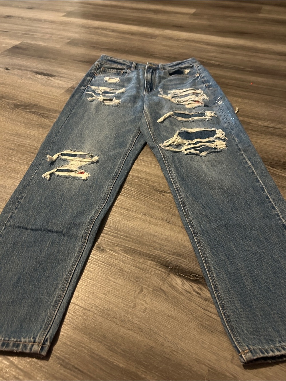 Women’s Distressed Blue Denim Jeans - Classic Ripped Style